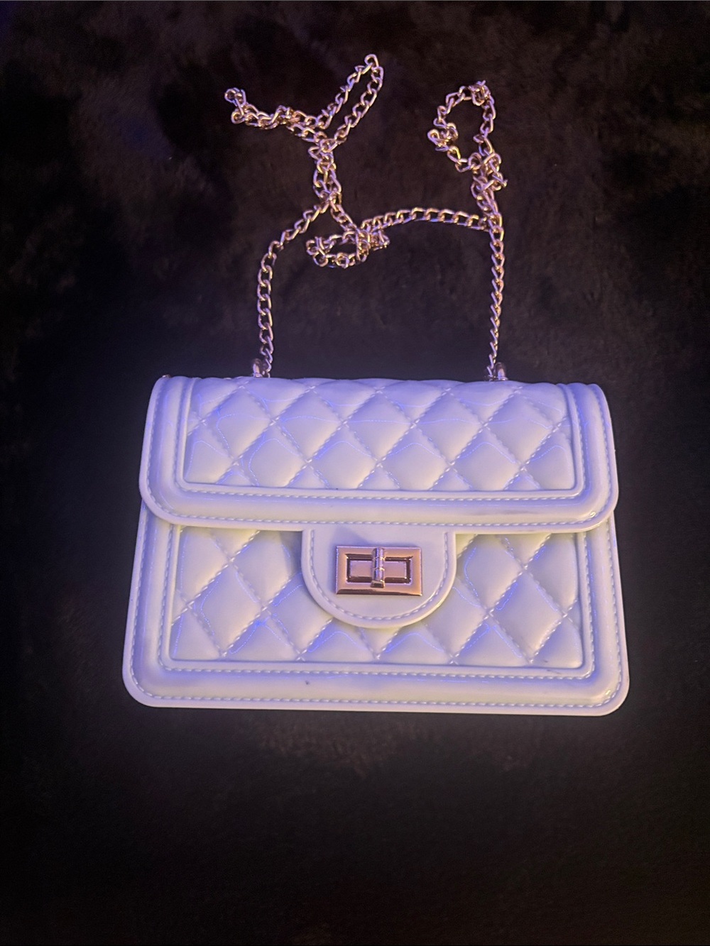 Quilted Chain Crossbody Bag in White